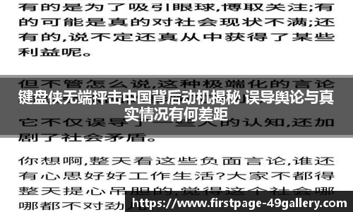 键盘侠无端抨击中国背后动机揭秘 误导舆论与真实情况有何差距