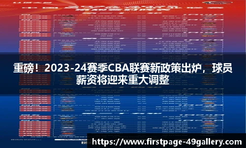 重磅！2023-24赛季CBA联赛新政策出炉，球员薪资将迎来重大调整